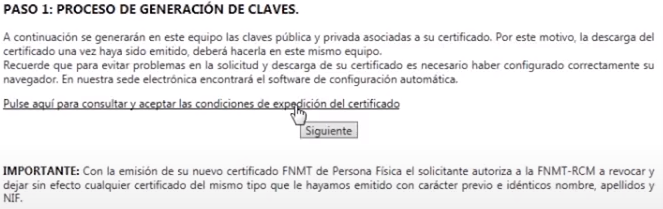 FNMT ceres. Pulsar para leer las condiciones de expedición de certificado en la solicitud de Certificado Digital fnmt de Persona Física con DNI electrónico. 